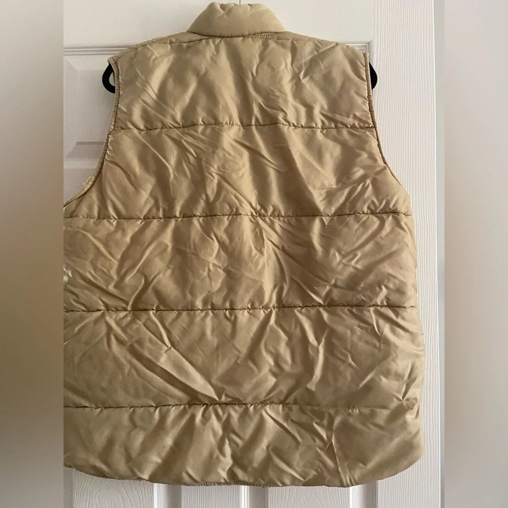 Vintage Hunting WeatherCaster Mens Size L Nylon Puffer Vest Tan/Orange